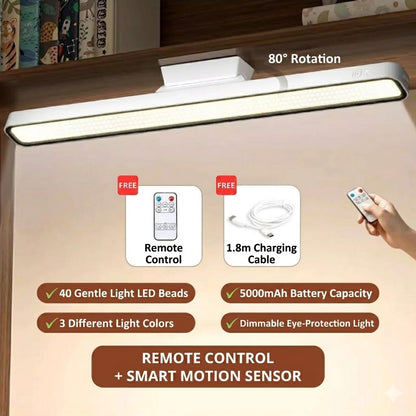 Rechargeable Magnetic LED Desk Lamp, Stepless Dimmable Wireless Reading Light, Touch Control Under Cabinet Light for Home Office Bedroom