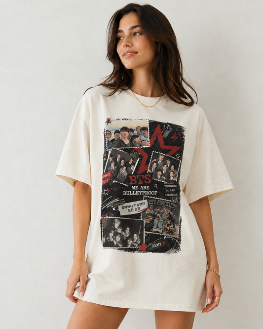 BTS We Are Bulletproof Vintage Collage Comfort Colors T-Shirt Retro Army Tee