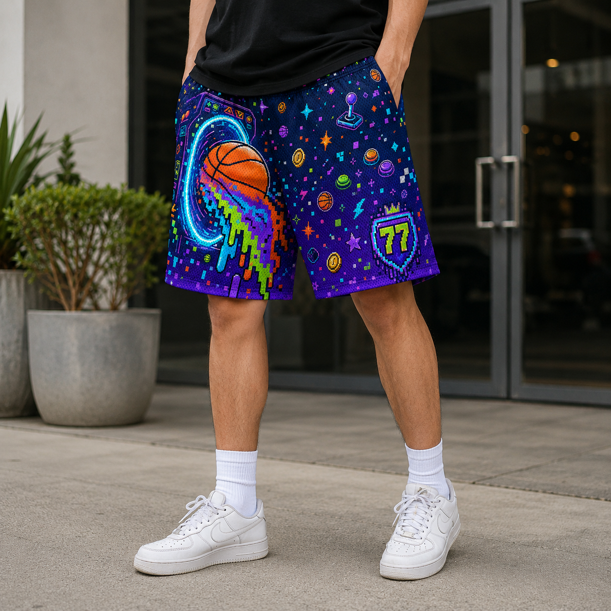 Luka Dončić 77 Pixel Art Basketball Jersey Shorts