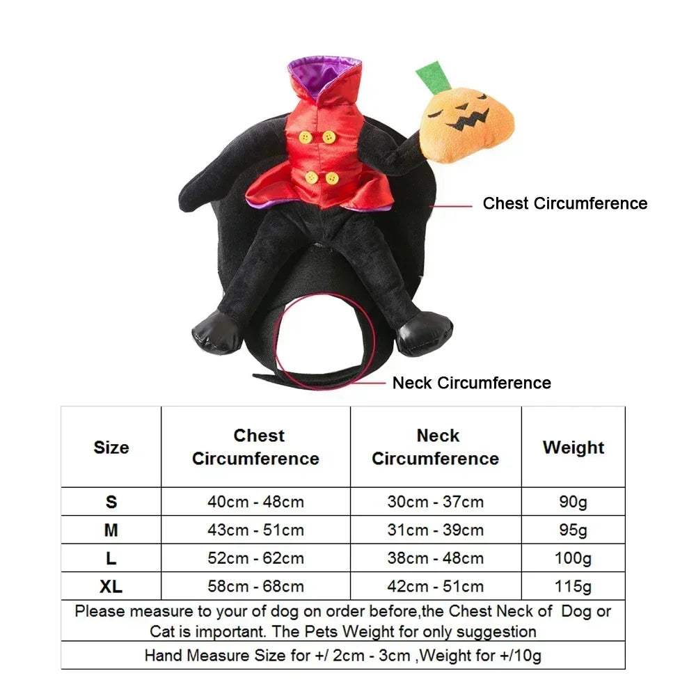 Headless Pumpkin Rider Pet Costume - Funny Halloween Dog Outfit - Halloween Party Cosplay