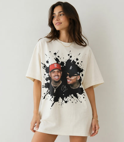 Chris Brown Comfort Colors Shirt, Vintage 90s Style Rap Tee, Oversized Graphic T-Shirt