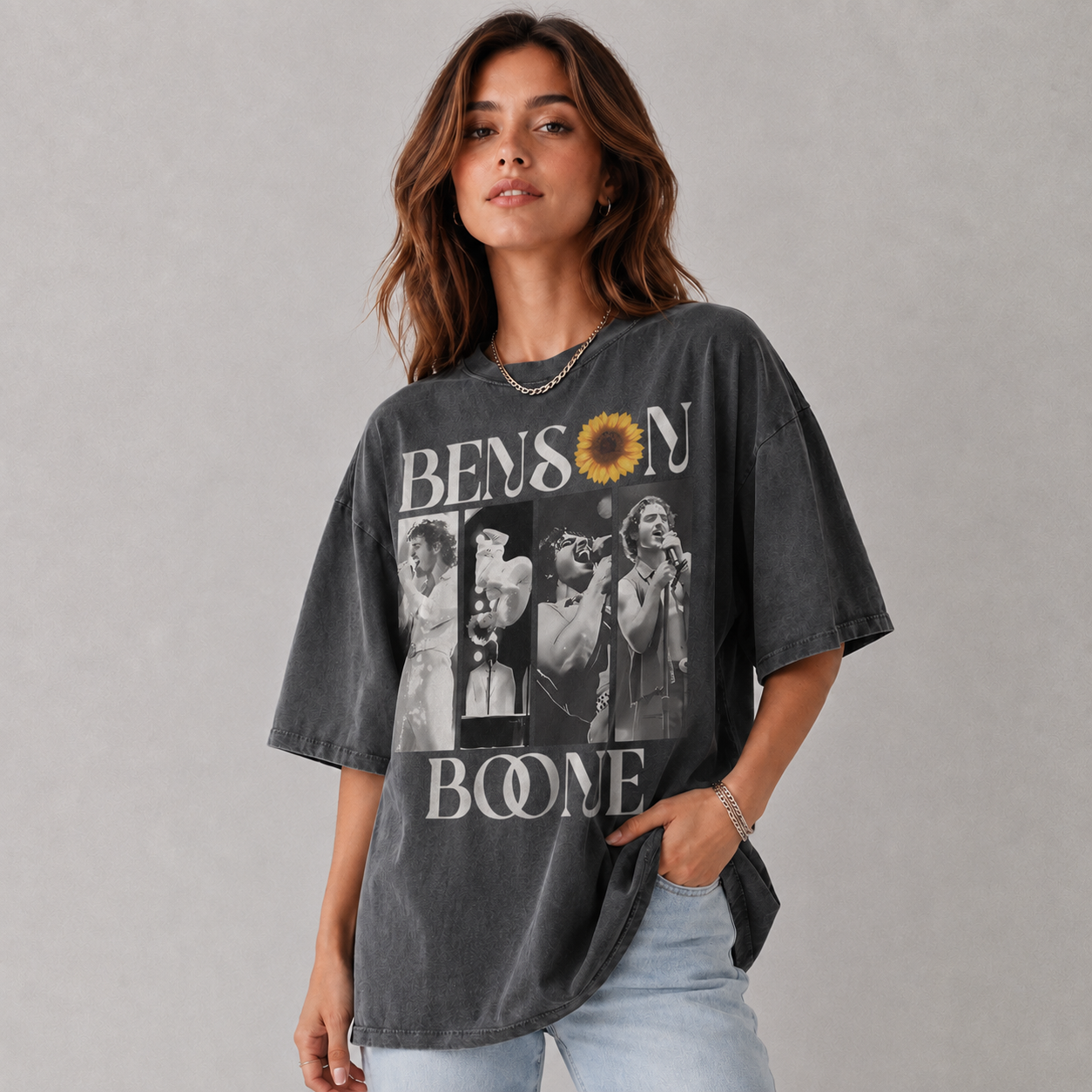 Benson Boone Sunflower Photo Collage Comfort Colors Tee