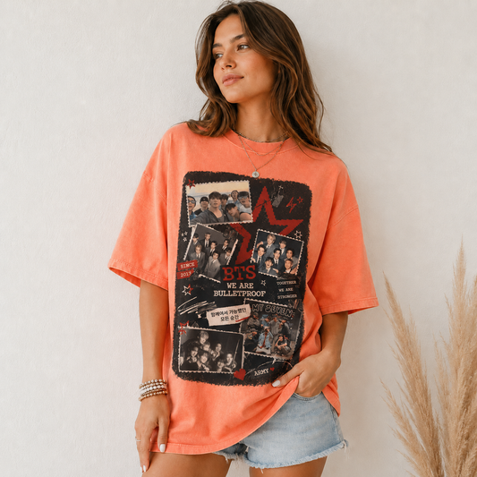 BTS We Are Bulletproof Vintage Collage Comfort Colors Shirt Retro Army Tee
