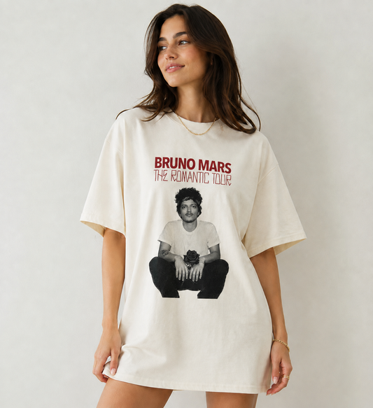 Gildan Vintage Bruno Mars The Romantic Tour Graphic Tee Oversized Comfort Shirt