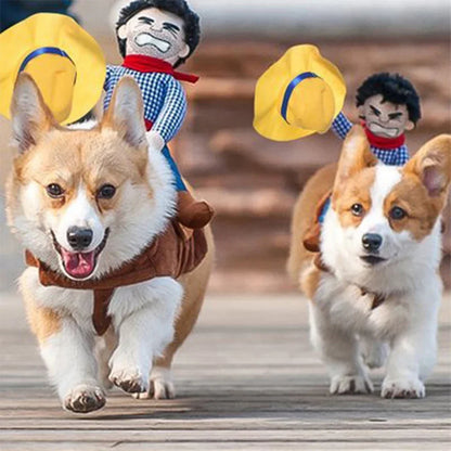 Halloween Dog Costume - Cowboy Riding Pet Apparel - Halloween Party Wear
