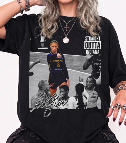 Straight Outta Indiana Sophie Cunningham Shirt, WNBA Basketball Fan Tee, Retro Pepper Comfort Colors Graphic T-Shirt