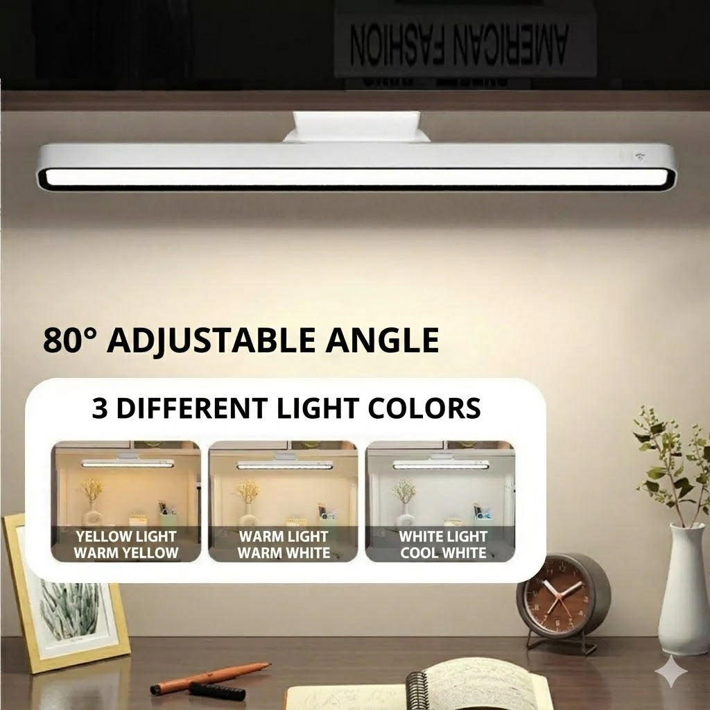 Rechargeable Magnetic LED Desk Lamp, Stepless Dimmable Wireless Reading Light, Touch Control Under Cabinet Light for Home Office Bedroom