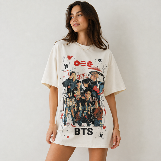 BTS Seven Aliens Vintage Graphic Comfort Colors T-Shirt Retro Army Concert Tee