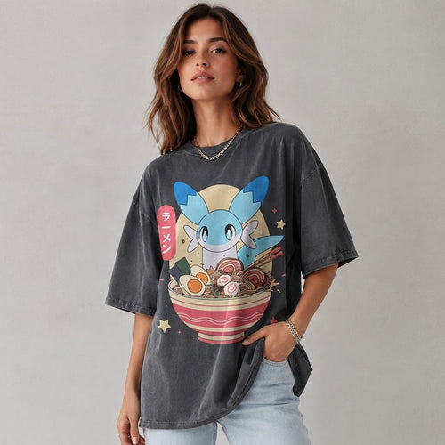 Chillet Ramen Palworld T-Shirt, Cute Anime Noodle Gamer Tee