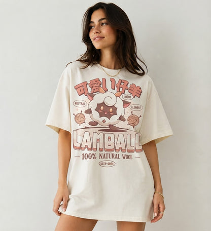Lamball Palworld T-Shirt, Cute Sheep Vintage Tee, Gamer Gift