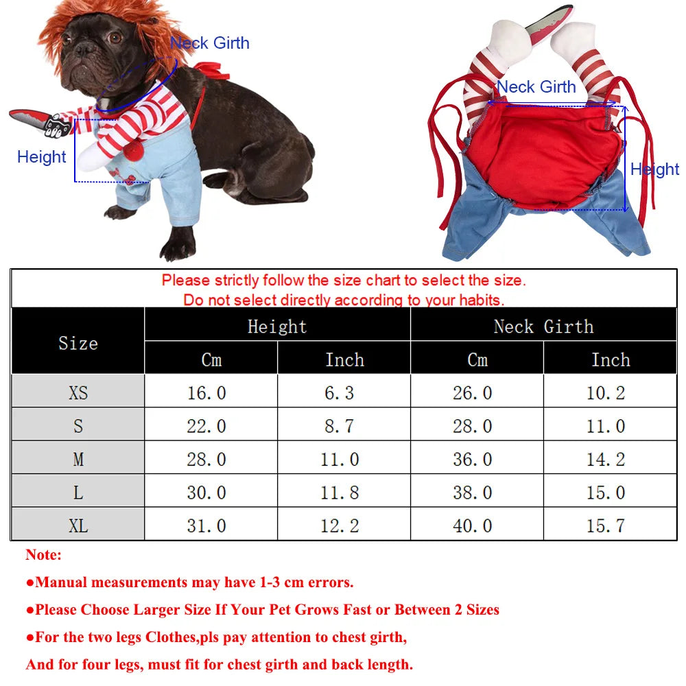 Chucky Pet Costume - Halloween Cat Outfit