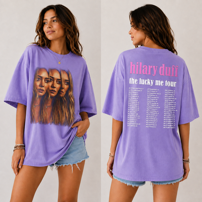 Gildan Vintage Hilary Duff The Lucky Me Tour Concert Graphic Tee Shirt
