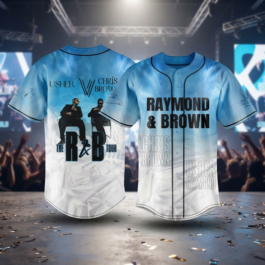 Usher vs Chris Brown Blue The R&B Tour Baseball Jersey