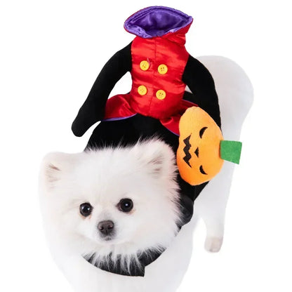 Headless Pumpkin Rider Pet Costume - Funny Halloween Dog Outfit - Halloween Party Cosplay