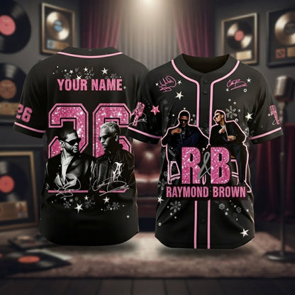 R&B Raymond Brown Glitter Custom Baseball Jersey