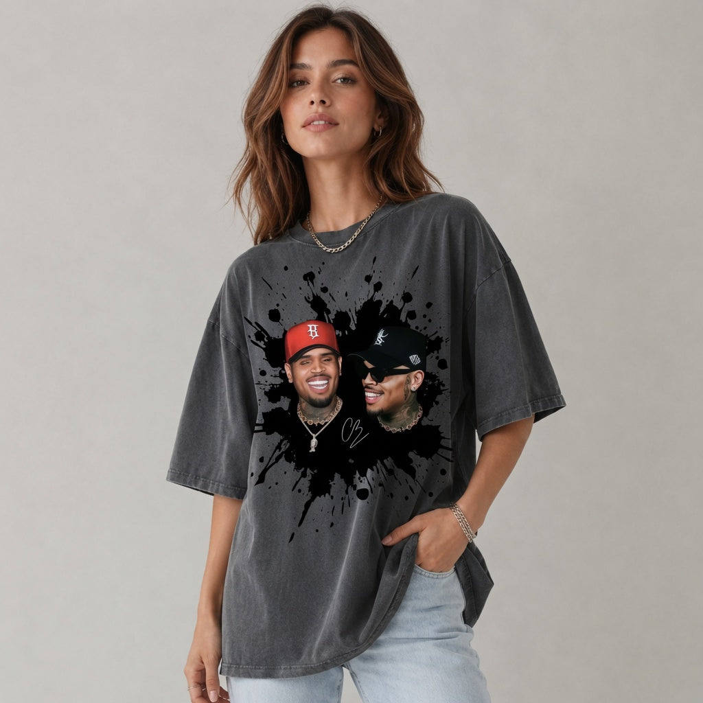 Chris Brown Comfort Colors Shirt, Vintage 90s Style Rap Tee, Oversized Graphic T-Shirt
