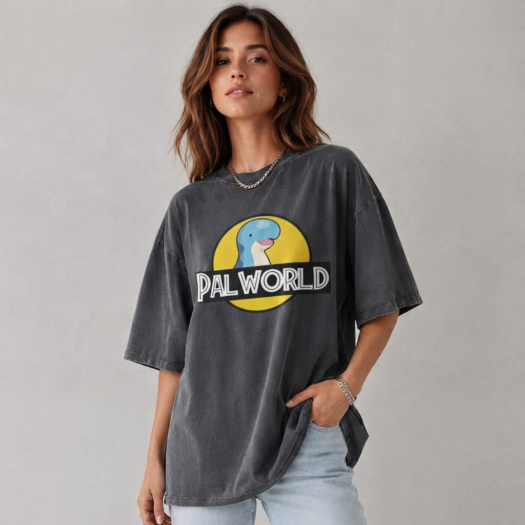Palworld Logo T-Shirt, Chillet Dinosaur Park Tee, Gamer Gift