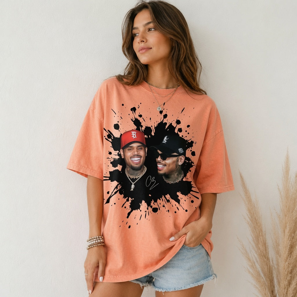 Chris Brown Comfort Colors Shirt, Vintage 90s Style Rap Tee, Oversized Graphic T-Shirt