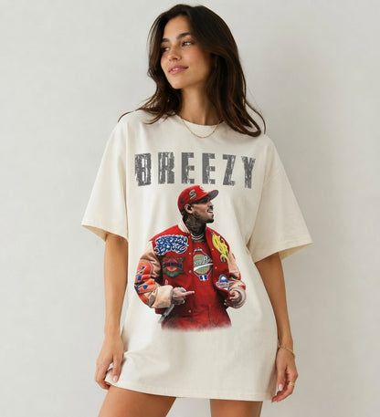 Breezy Graphic Shirt, Comfort Colors Vintage Style Tee, Oversized Hip Hop Apparel