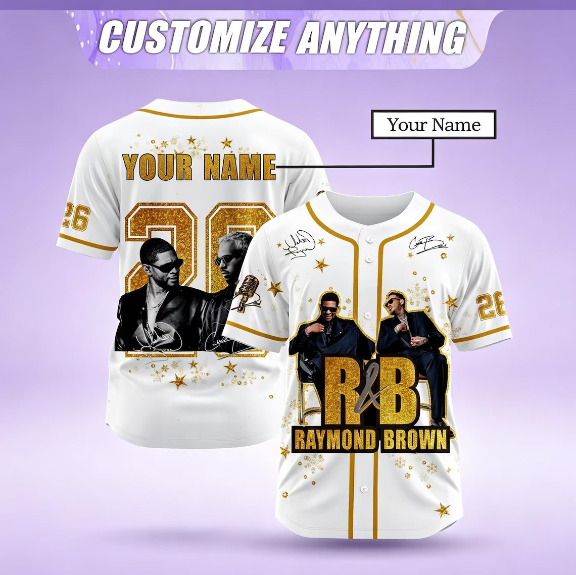 Custom R&B Gold Baseball Jersey