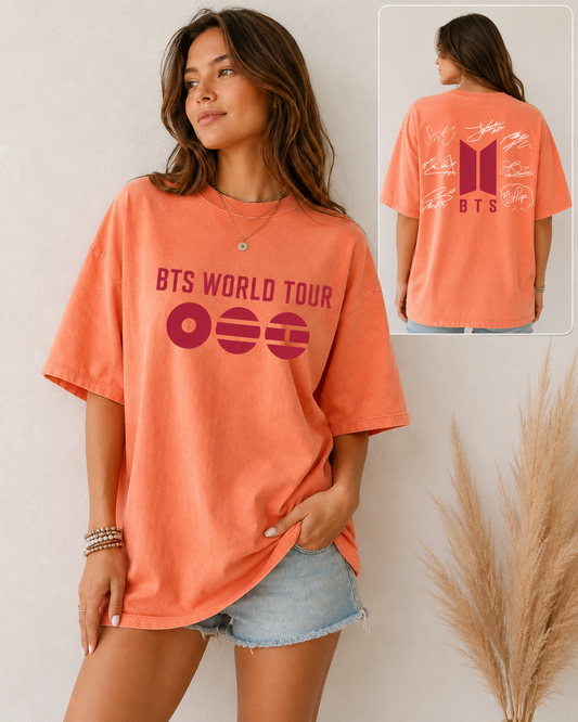 Gildan Vintage BTS World Tour Concert Graphic Tee Oversized Comfort Colors Shirt