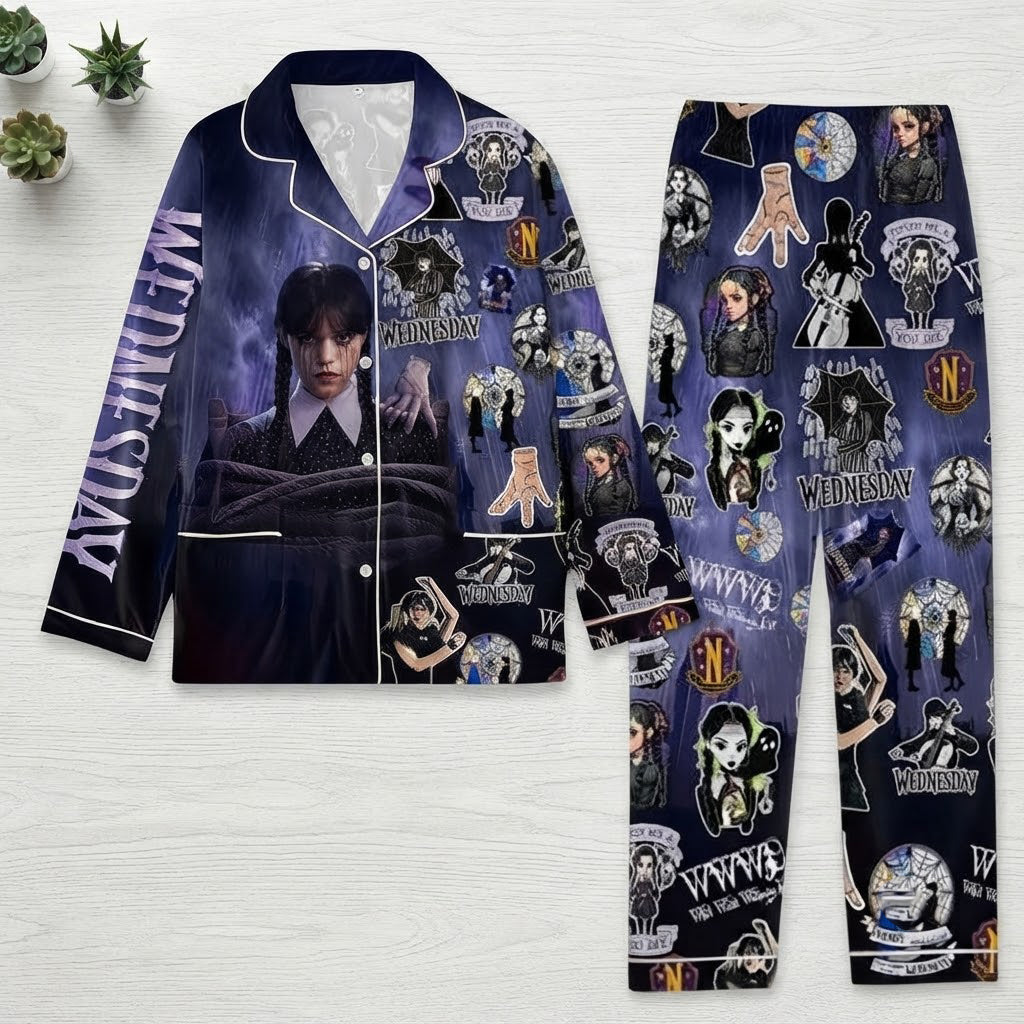Wednesday Addams Purple Pajama Set