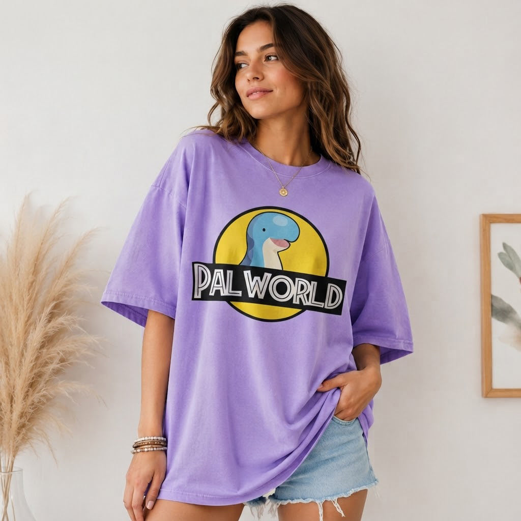 Palworld Logo T-Shirt, Chillet Dinosaur Park Tee, Gamer Gift