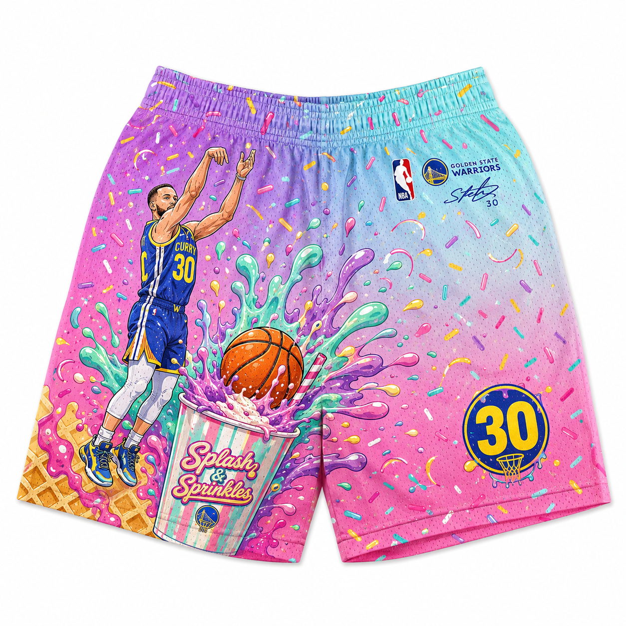 Steph Curry 30 Splash & Sprinkles Basketball Jersey Shorts