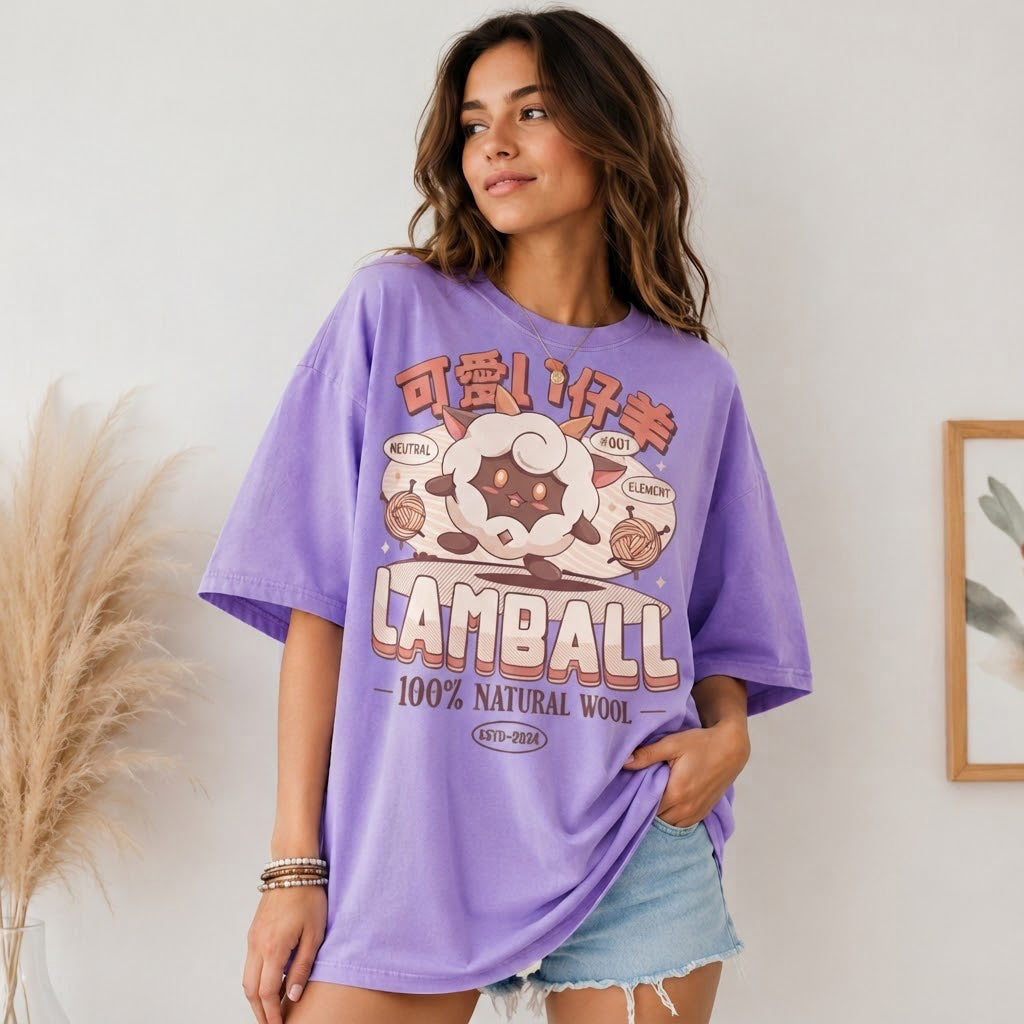 Lamball Palworld T-Shirt, Cute Sheep Vintage Tee, Gamer Gift