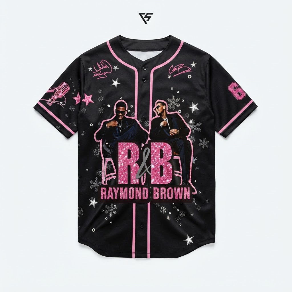 R&B Raymond Brown Glitter Custom Baseball Jersey