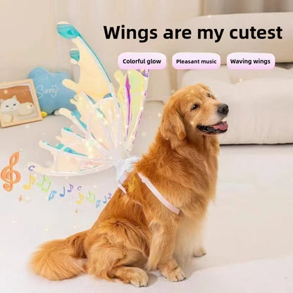 Electric Waving Fairy Wings - Musical Pet Costume - Halloween Dog Apparel - Unique Halloween Outfit