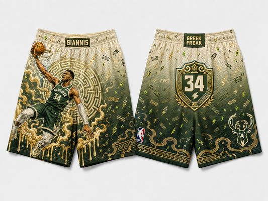Giannis Antetokounmpo 34 Greek Freak Basketball Jersey Shorts