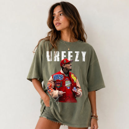 Breezy Graphic Shirt, Comfort Colors Vintage Style Tee, Oversized Hip Hop Apparel