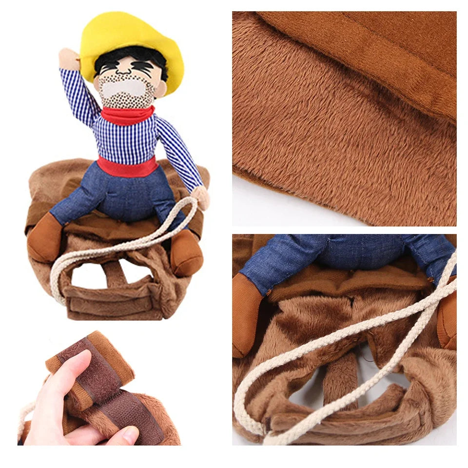 Halloween Dog Costume - Cowboy Riding Pet Apparel - Halloween Party Wear