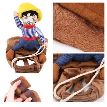 Halloween Dog Costume - Cowboy Riding Pet Apparel - Halloween Party Wear