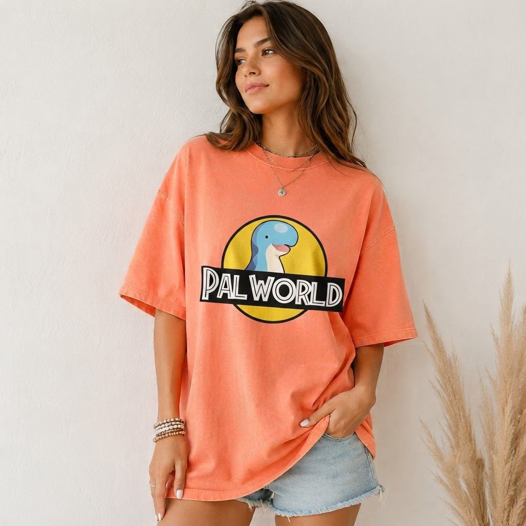 Palworld Logo T-Shirt, Chillet Dinosaur Park Tee, Gamer Gift