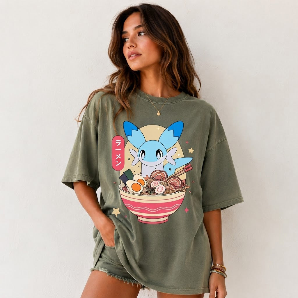 Chillet Ramen Palworld T-Shirt, Cute Anime Noodle Gamer Tee