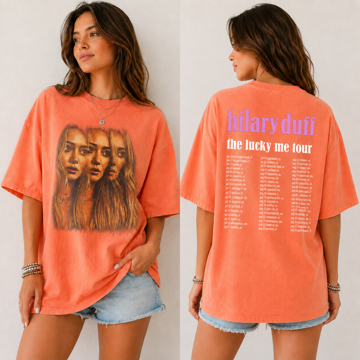 Gildan Vintage Hilary Duff The Lucky Me Tour Concert Graphic Tee Shirt