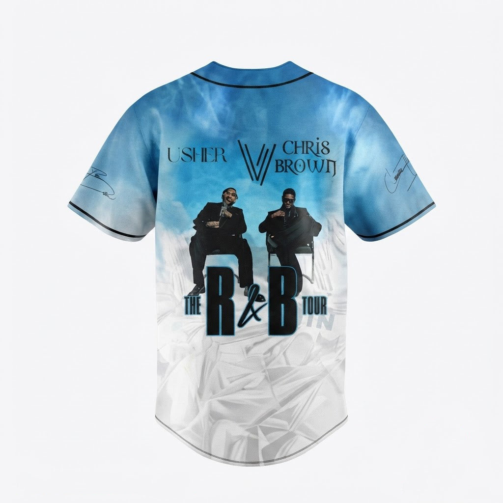Usher vs Chris Brown Blue The R&B Tour Baseball Jersey
