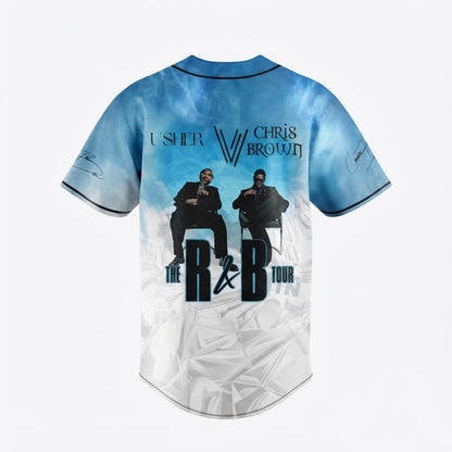 Usher vs Chris Brown Blue The R&B Tour Baseball Jersey
