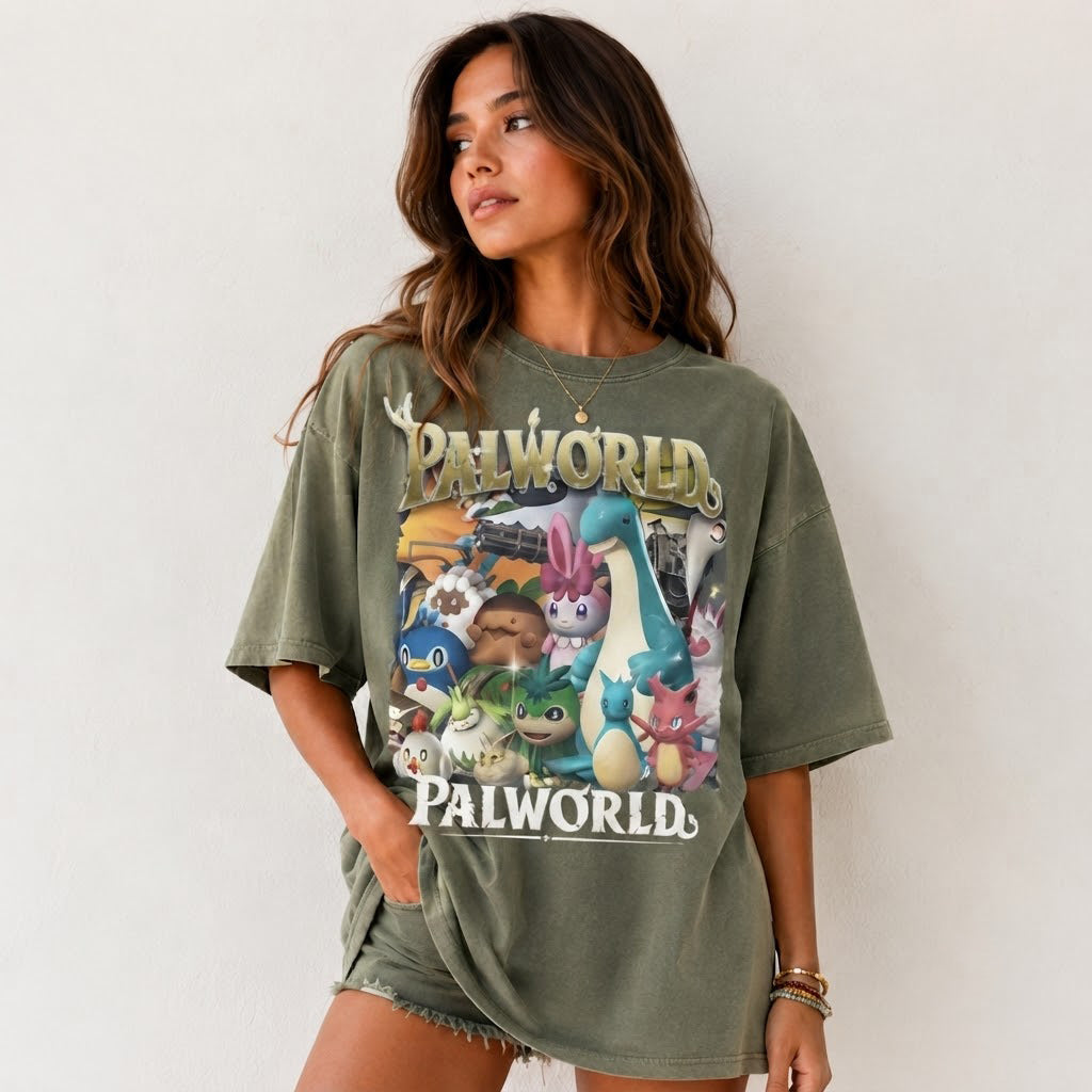 Palworld All Characters Purple Graphic Tee