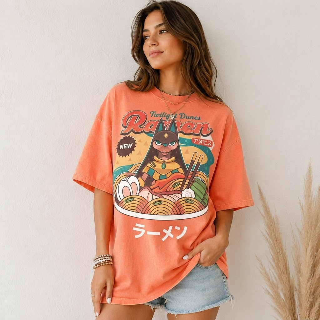 Anubis Ramen Palworld T-Shirt, Twilight Dunes Gamer Tee, Anime Gift
