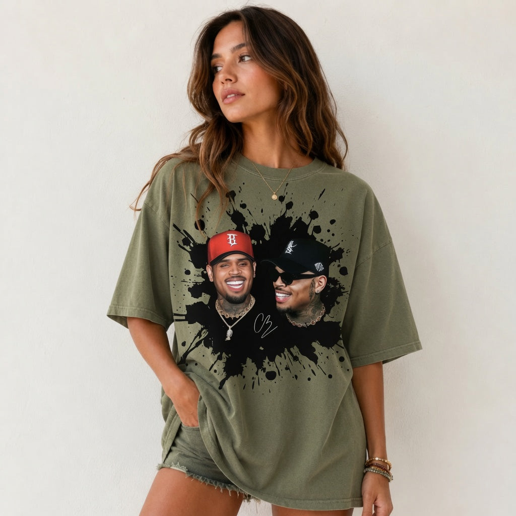 Chris Brown Comfort Colors Shirt, Vintage 90s Style Rap Tee, Oversized Graphic T-Shirt