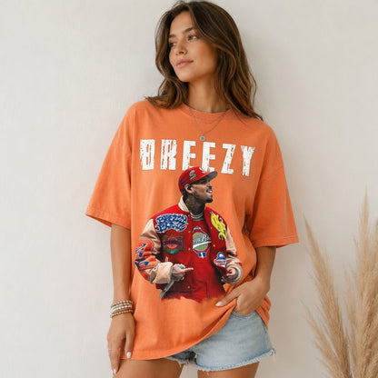 Breezy Graphic Shirt, Comfort Colors Vintage Style Tee, Oversized Hip Hop Apparel