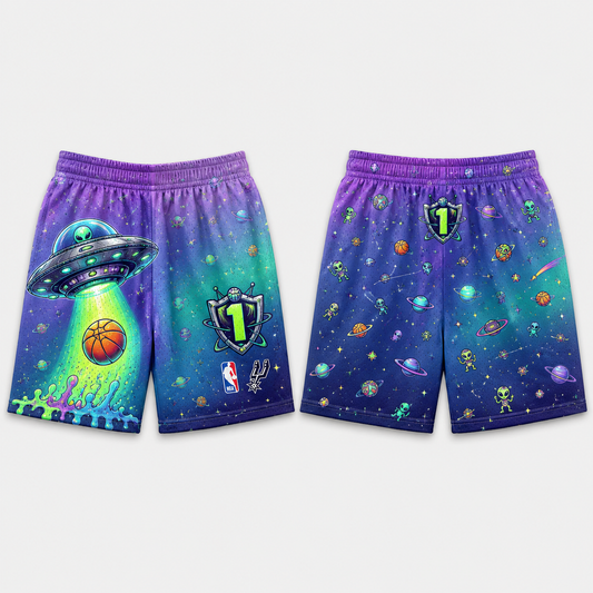 Victor Wembanyama 1 Alien UFO Space Basketball Jersey Shorts