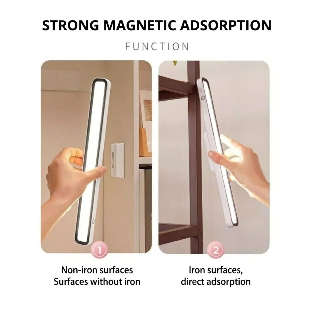 Rechargeable Magnetic LED Desk Lamp, Stepless Dimmable Wireless Reading Light, Touch Control Under Cabinet Light for Home Office Bedroom