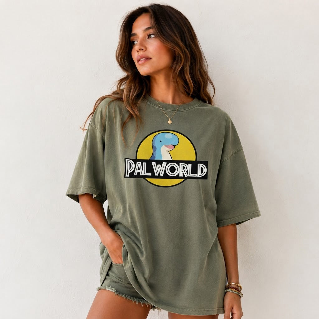 Palworld Logo T-Shirt, Chillet Dinosaur Park Tee, Gamer Gift