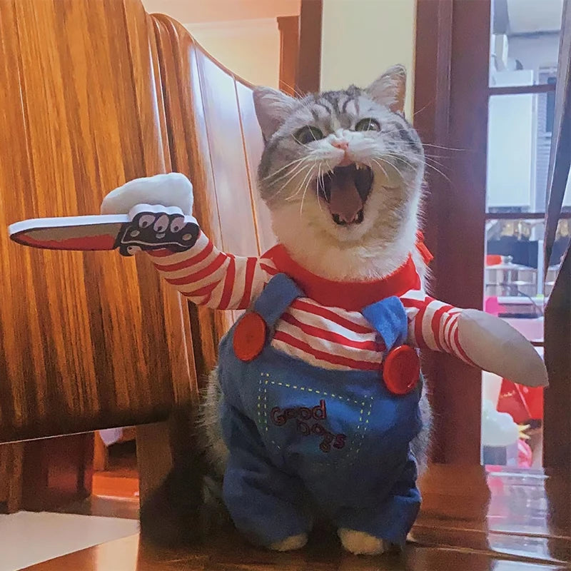 Chucky Pet Costume - Halloween Cat Outfit
