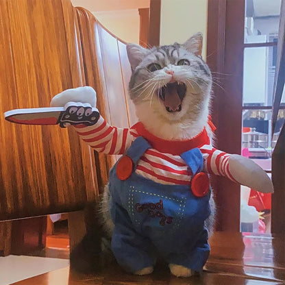 Chucky Pet Costume - Halloween Cat Outfit