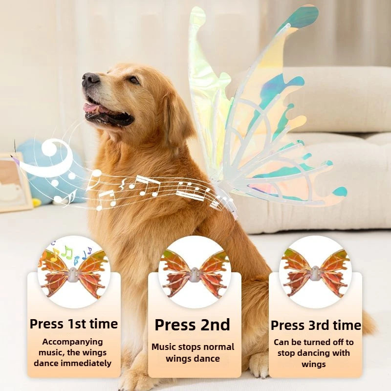 Electric Waving Fairy Wings - Musical Pet Costume - Halloween Dog Apparel - Unique Halloween Outfit